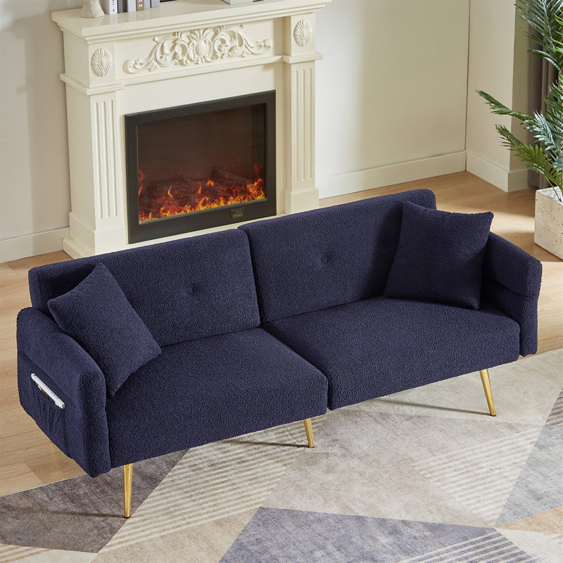Canapé d'appoint rembourré avec poches latérales Modern Teddy, Bleu très foncé