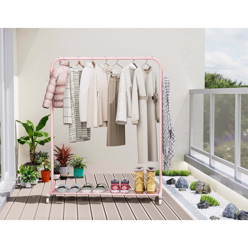 Bonville 100cm Rolling Clothing Rack, Pink