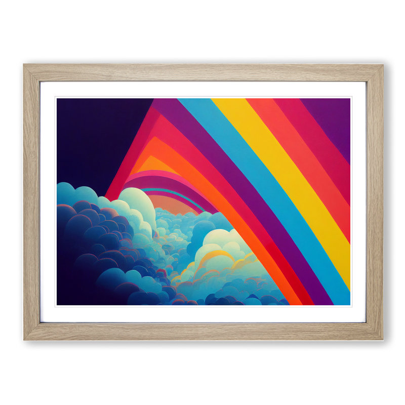 Pop Rainbow Vol.2 Abstract - Single Picture Frame Print, Oak, 34cm H x 46cm W x 2cm D