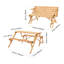 Ensemble de table de pique-nique et de banc d'extérieur 2 en 1 transformable - Mobilier de patio pliable en bois de sapin avec trou pour parasol
