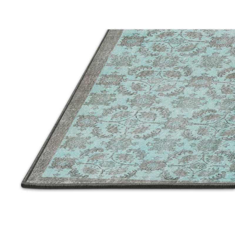 Tapis de zone bleu contemporain, Rectangle 5 pi x 7 pi