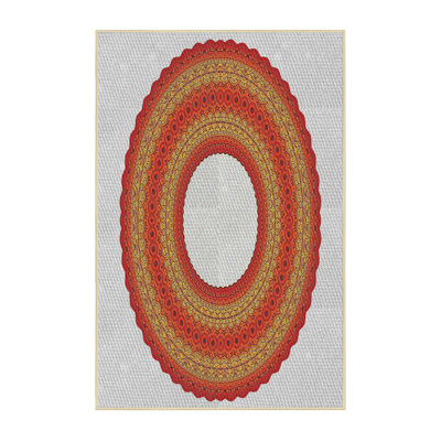 Tapis rouge/jaune/gris à motifs
