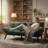 2-in-1 Convertible Futon Sofa Bed with Adjustable Arms & Backrest for Small Spaces, Emerald Green-1953451085