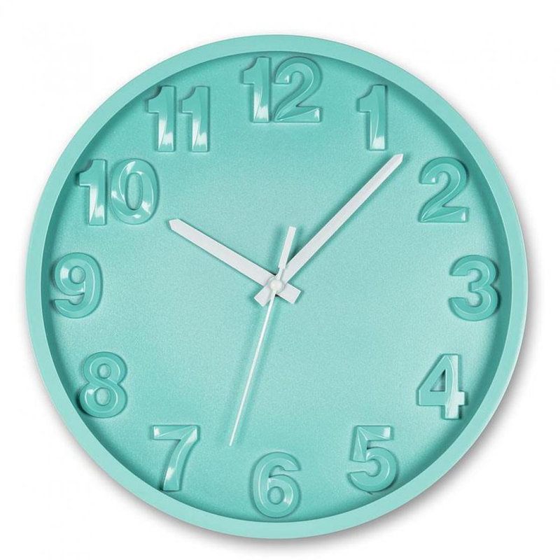 Horloge murale 12 po Fillingham, Turquoise / blanc