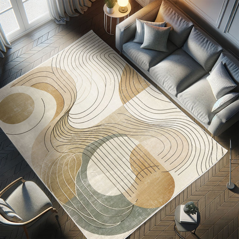 Gray Abstract Synthetic Easy Care Rectangular Area Rug 2' 3" x 3' 9"