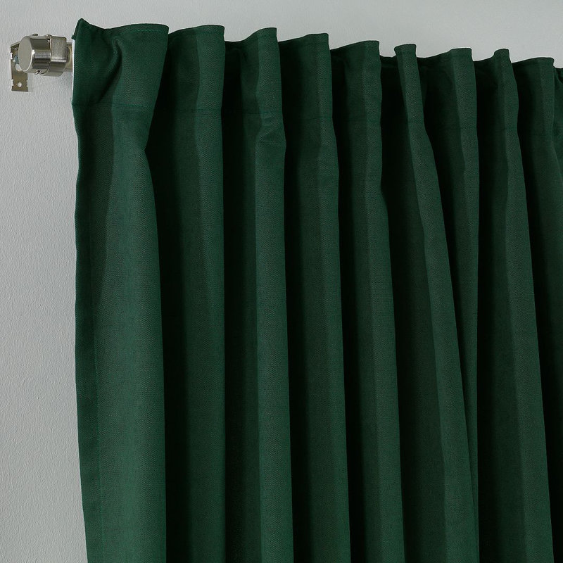 Blackout Thermal with Liner Extra Long & Extra Wide Decorative Curtain Single Panel, 140cm Width x 325cm Drop, Dark Green