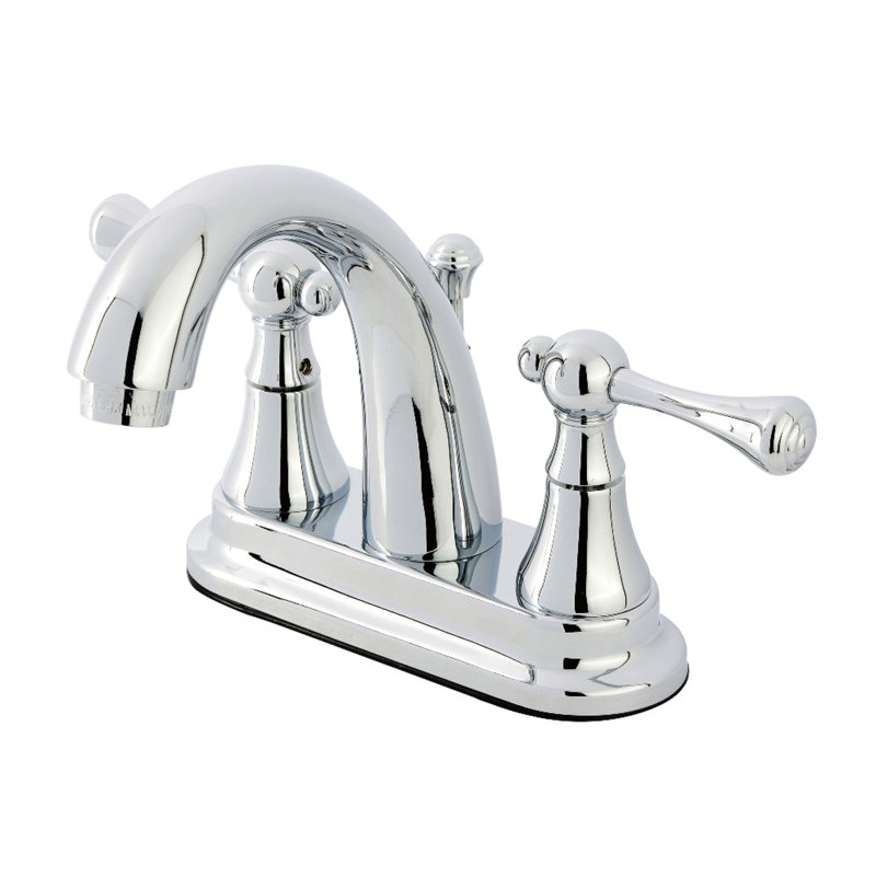 Robinet de salle de bain central à 4 poignées à fixation sur le comptoir à 3 trous Kingston, Chrome poli