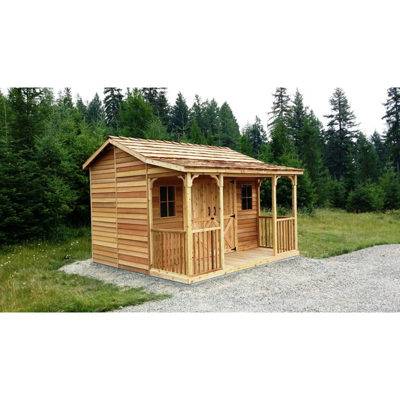 Ranchhouse 12 ft. W x 14 ft. D Western Red Cedar Wood Storage Shed, 177" H x 144" W x 153.5" D