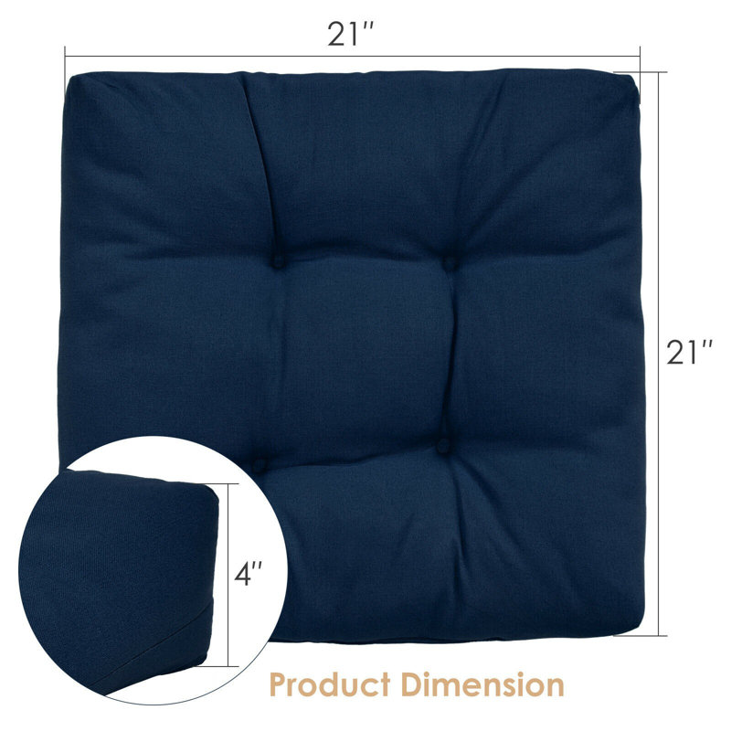 Outdoor 4'' Dining Chair Seat Cushion, Blue