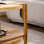 Table basse ronde en bois massif, table basse ronde à 2 niveaux avec tablette de rangement