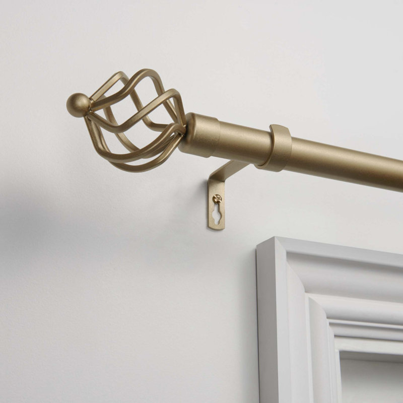 Exclusive Home Torch Curtain Rod and Coordinating Finial Set, Adjustable, Gold, 36" - 72"