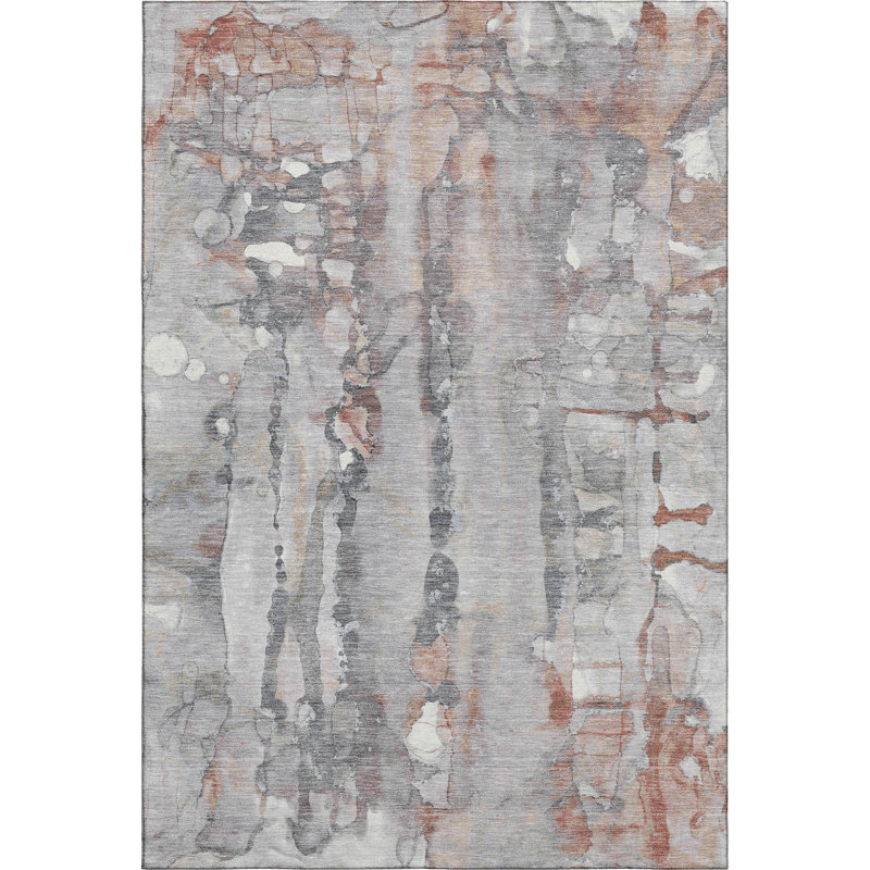 Premium Machine Washable Mayfield AMF2120 Abstract Rug, 3' x 5', Copper
