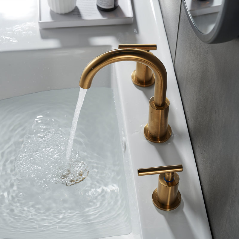 Robinet de salle de bain à 2 poignées avec ensemble de drain Celestin, Or brossé