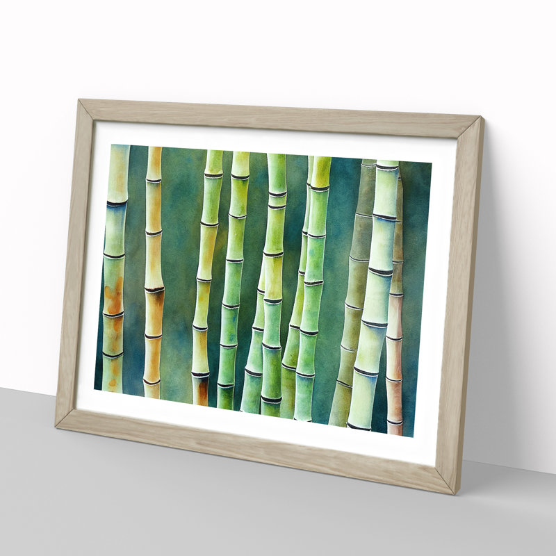 Watercolour Bamboo Forest Vol.3 1 Piece Single Picture Frame Painting, 46cm H x 64cm W x 2cm D, Oak Framed
