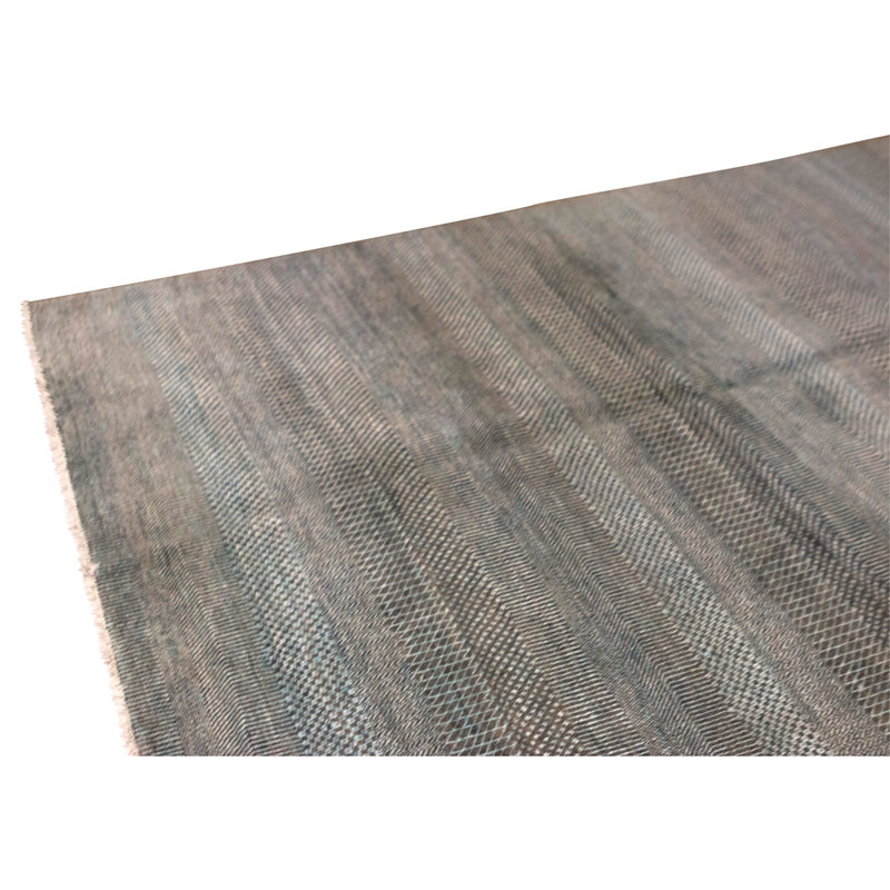 Hand Knotted Area Rug in Blue And Charcoal