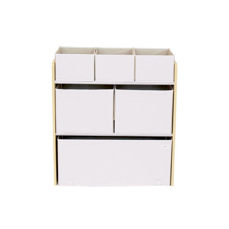 6 Piece Fabric Storage Bin Set, Cream