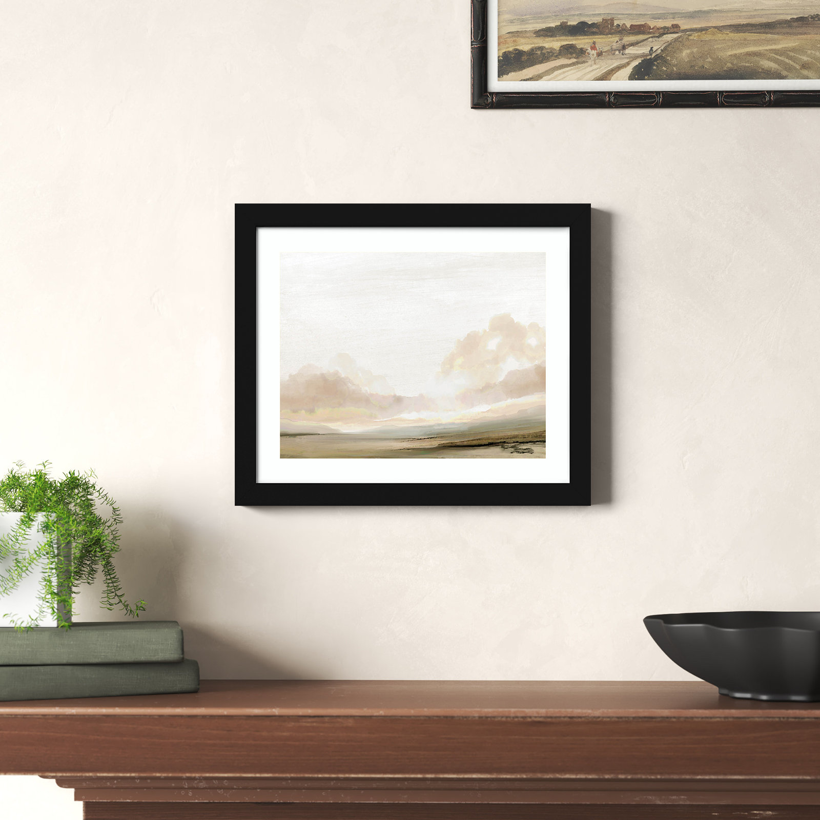 Southern Landscape Print by Dan Hobday, Black, 11" H x 13" W x 1" D