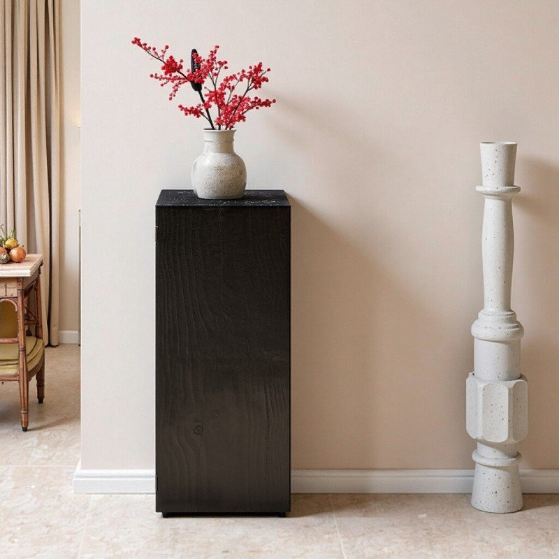 Table d'appoint carrée à colonne 33,75 po, Noir