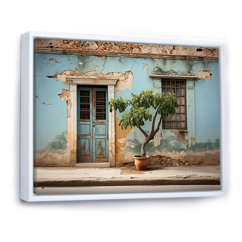 " Cuba Tranquily Retreat I ", 30" H x 40" W x 1.5" D, White Floater Framed