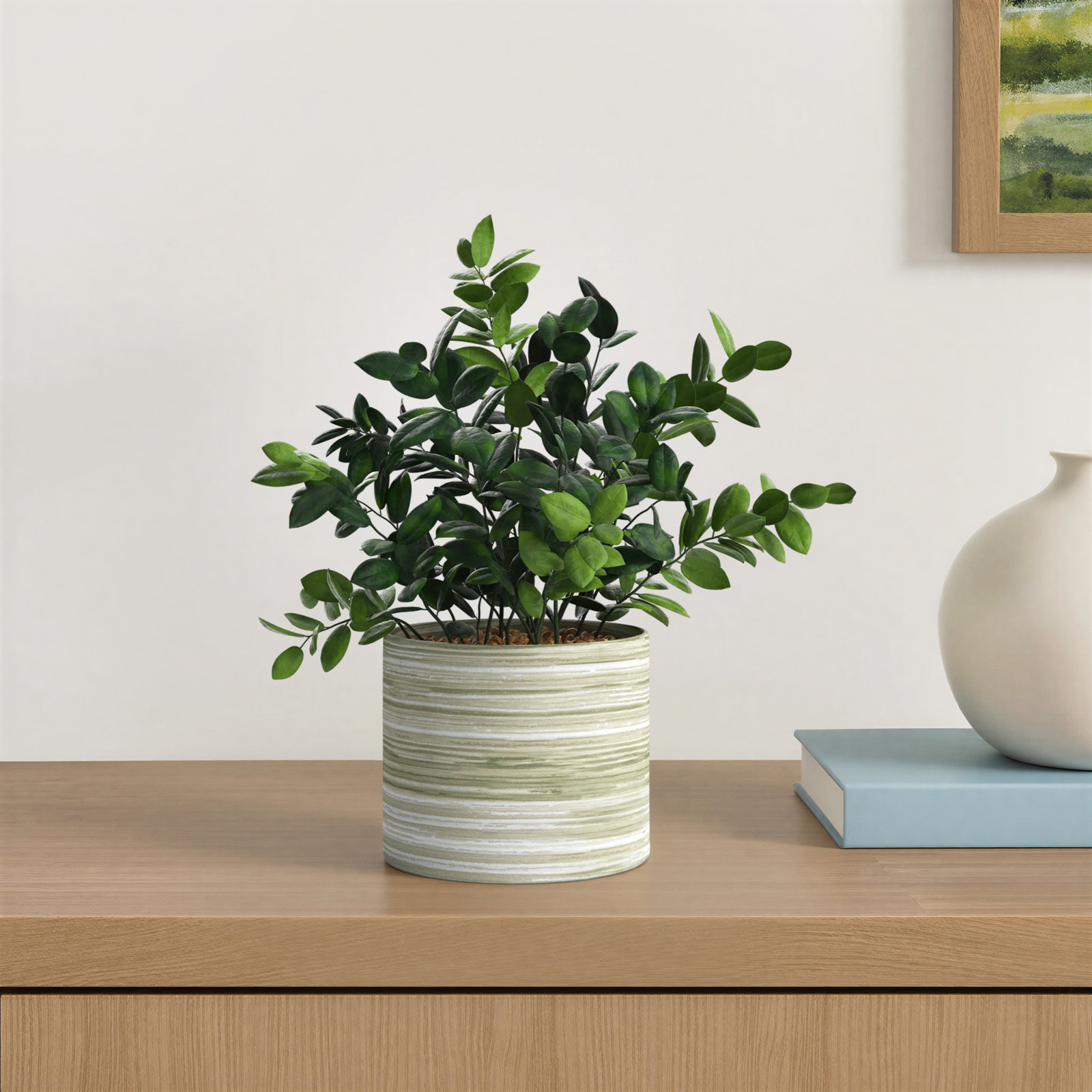 Traditional Plastic Textured Artificial Foliage Plant in Pot
