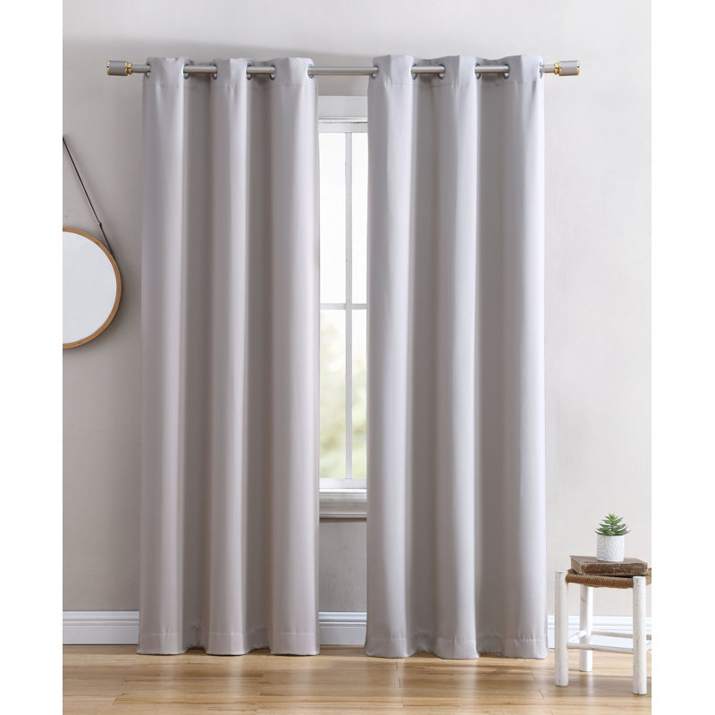  Panneau de rideau simple 1 pièce uni avec œillets, Gris, L 38 po x L 95 po
