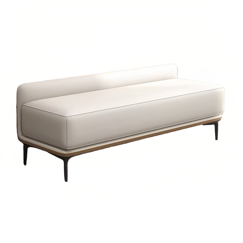 Genuine Leather Upholstered Bench, 19.68" H x 70.86" W x 18.11" D, Off-White