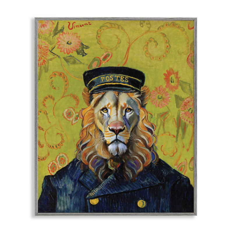 «French Lion Postmaster», estampe numérique, design par Grotto Studios, H 14 po x l 11 po, Estampe numérique Farmhouse