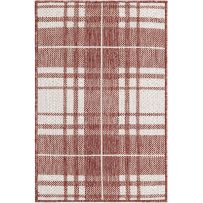 Tapis d'intérieur / extérieur pour jardin à carreaux rouge