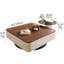 Ensemble de tables basses gigognes 2 pièces Modern avec tiroirs de rangement, plateau en bois de noyer et table d'appoint en verre trempé