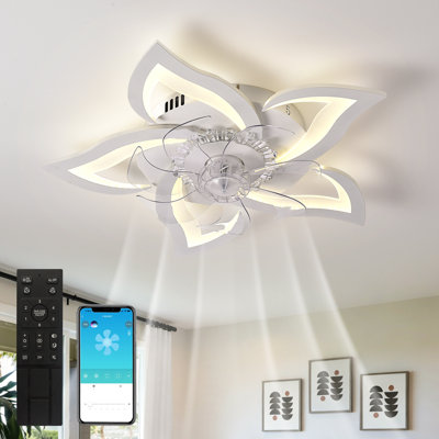 Ventilateur de plafond encastré moderne à profil bas avec lumière DEL et télécommande, ventilateur de chambre à coucher à intensité variable, ventilateur de plafond intérieur silencieux avec pales réversibles, ventilateur de plafond blanc minimaliste pour chambre de bébé, salon, cuisine