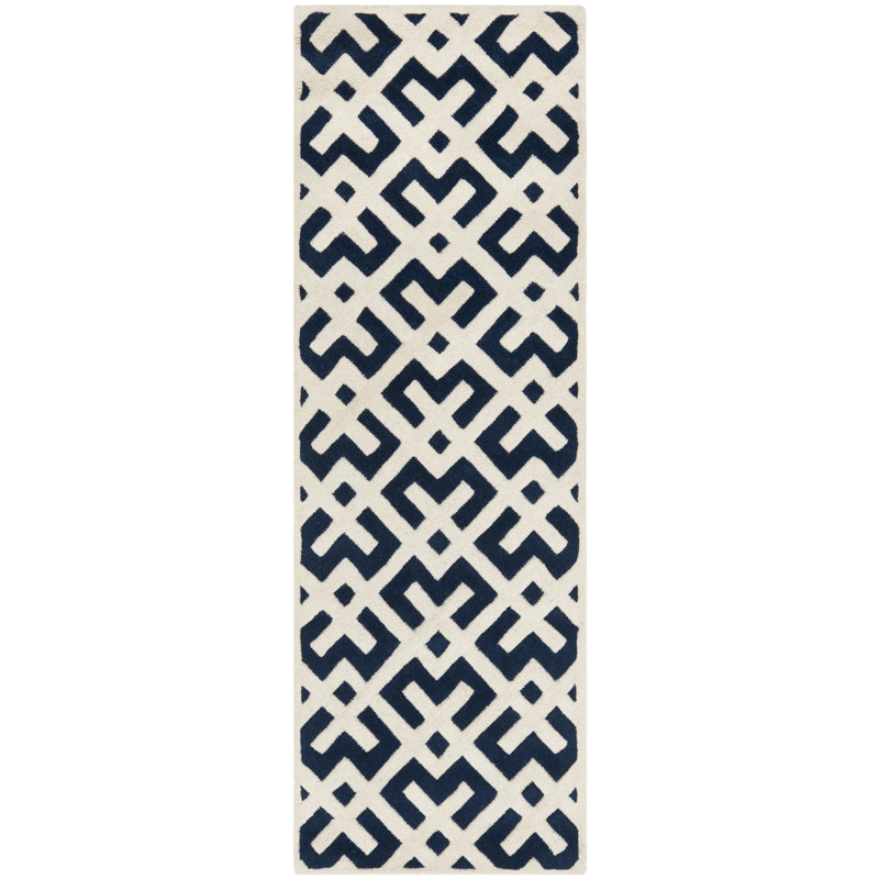 Deedie Hand Tufted Wool Geometric Rug, Runner 2'3" x 7'