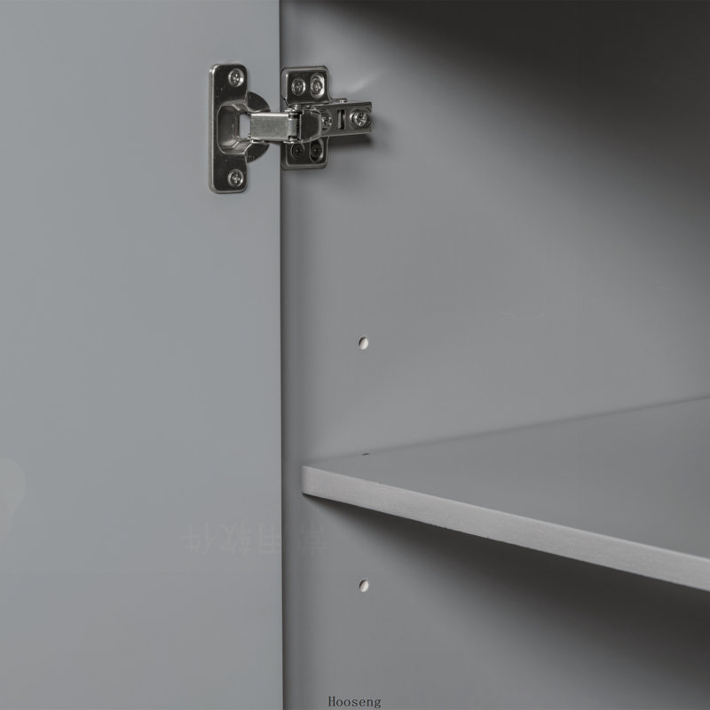 Base de meuble-lavabo sur pied 36 po seulement, armoire en bois massif et panneau de fibres à densité moyenne avec 1 compartiment d'armoire et 6 tiroirs, gris