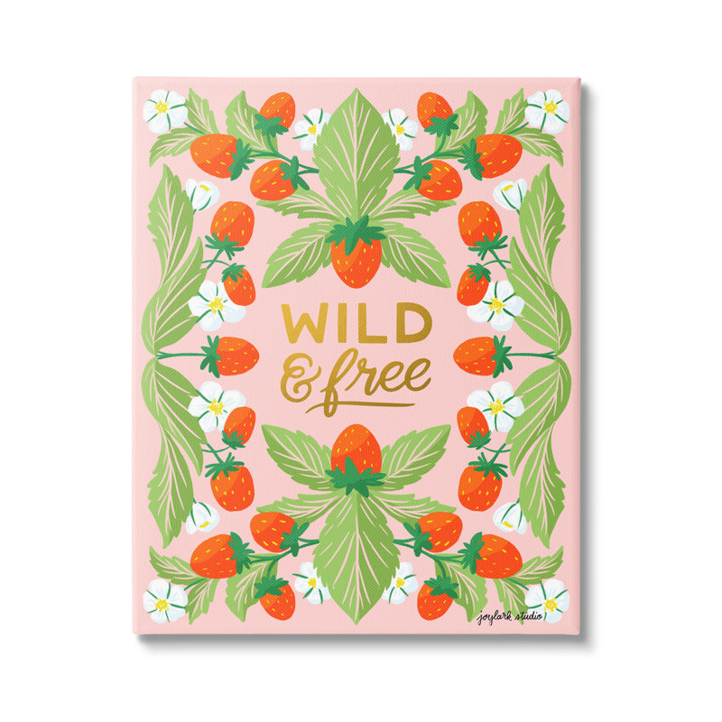 Wild and Free Strawberries par Joylark Studio, H 40 po x l 30 po x P 1,5 po
