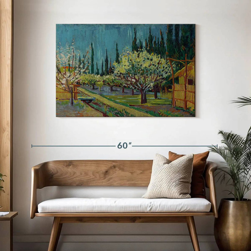 Harnek Orchard Borded By Cypresses, H 30 po x l 45 po