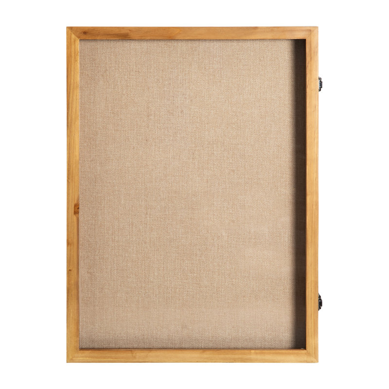Mallick 23.5'' H x 18.5'' W Shadow Box Display Case with Linen Liner, Push Pins and Solid Pine Wood Frame, Brown Wood