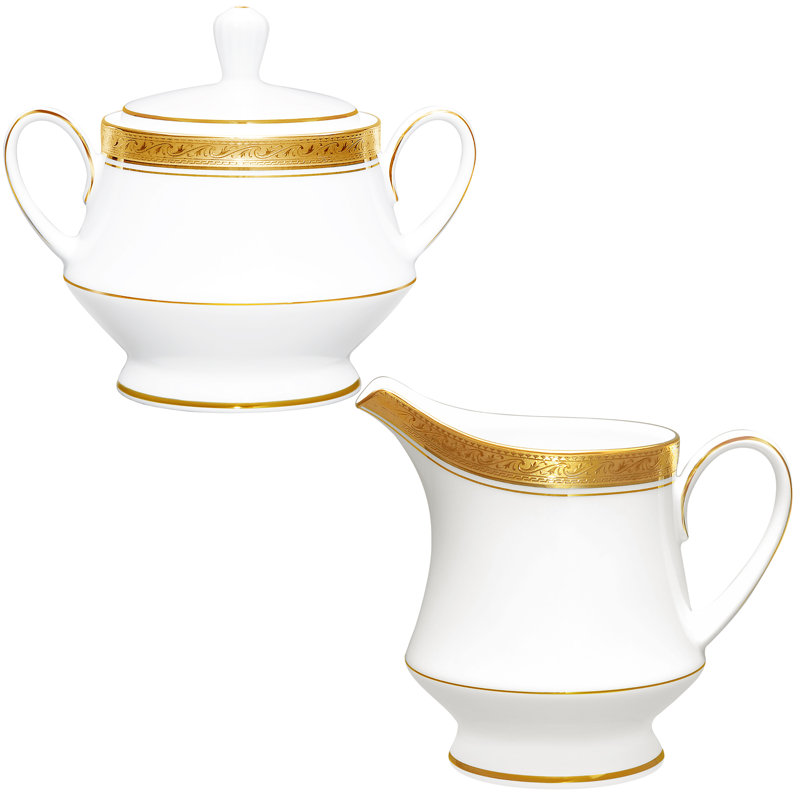 Noritake Crestwood Sugar and Creamer Set, Gold