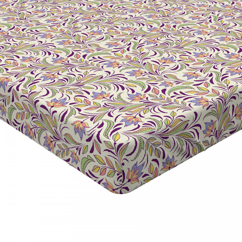 Microfiber Floral Fitted Sheet, Twin XL Fitted Sheet, Green/Yellow Floral