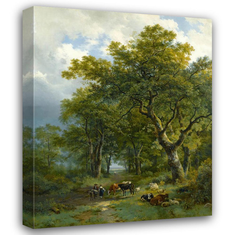 «A Wooded Path» par Barend, Koekkoek - art mural sur toile tendue, H 24 po x l 17 po