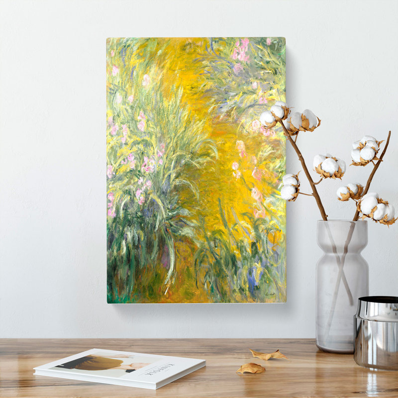 The Path Through The Irises by Claude Monet - Wrapped Canvas Painting, 91cm H x 60cm W x 3cm D
