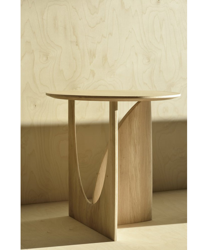 Geometric Solid Wood End Table, Natural Oak