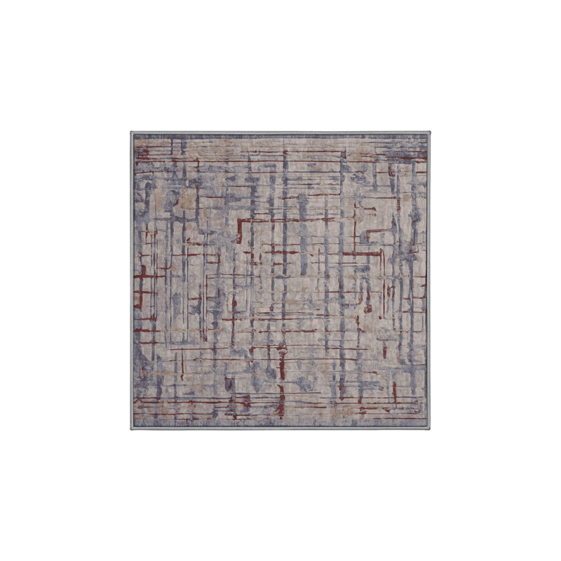 Tapis gris lavable à la machine, Carré 6 pi