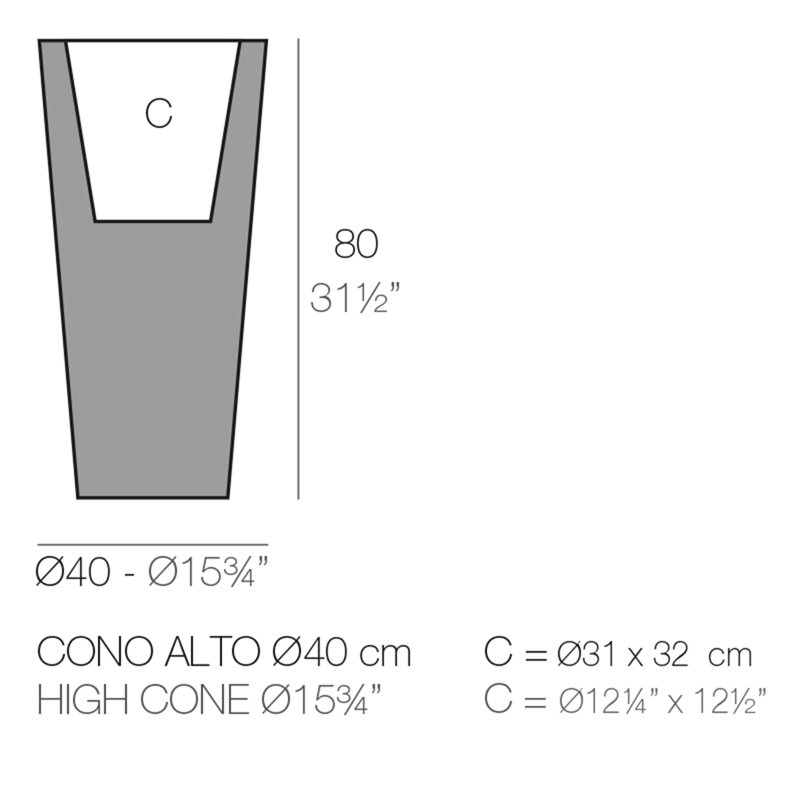 Cone Resin Pot Planter, 31.5" H x 15.75" W x 15.75" D, Taupe
