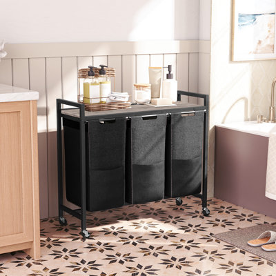 Cythia 3 Removable Liners Laundry Hamper with Wheels