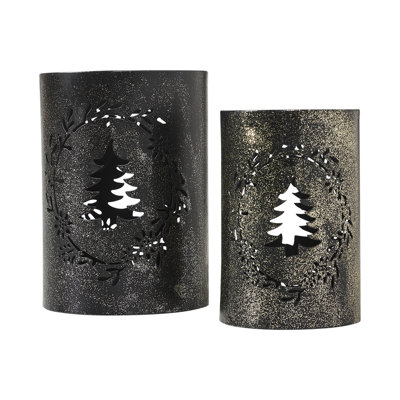 Festive Finds Votive Candle Holder Christmas Tree Wreath Set of 2