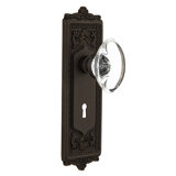 Egg & Dart Plate with Decorative Keyhole and Oval Clear Crystal Door Knob