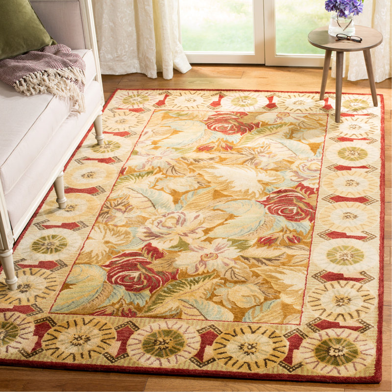 Tapis floral en laine touffeté à la main Molter Bergama, Rectangle 9 pi x 12 pi