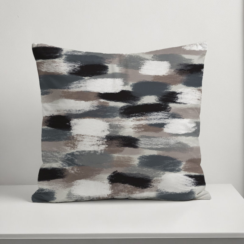 Abstract Outdoor Reversible Throw Pillow, Black
