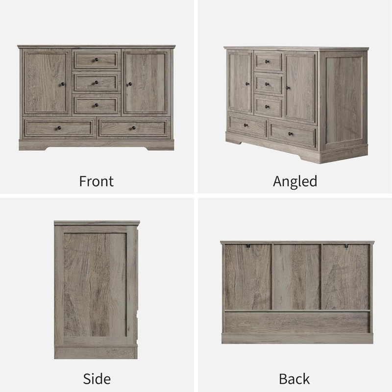 47" Farmhouse Sideboard Buffet Cabinet, Gray