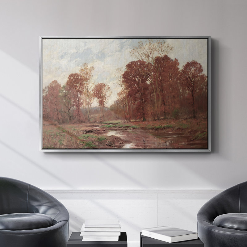 Paysage rétro - Cccxxxiv, H 17 po x l 25 po x P 2 po, Toile argentée avec cadre flottant