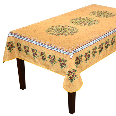 Provence Olivier Yellow French Provencal Polyester Tablecloth - 59X90" Rectangular